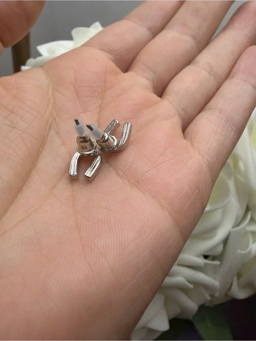 Silver-Tone Horseshoe Crystal Stud Earrings - Women Jewelry